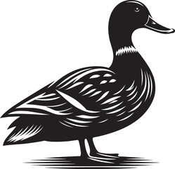 Duck Silhouette isolated on white background Minimalist duck vector illustration