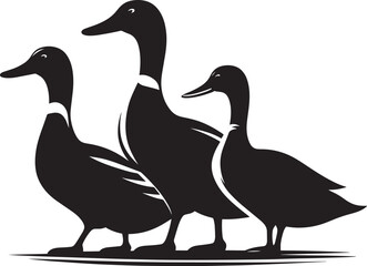 Duck Silhouette isolated on white background Minimalist duck vector illustration