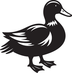 Duck Silhouette isolated on white background Minimalist duck vector illustration