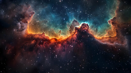 Obraz premium A vibrant nebula with swirling colors and a myriad of stars.