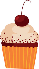 Cupcake color icon. Sweet cherry dessert drawing