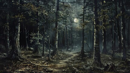 Obraz premium Dark forest wallpaper