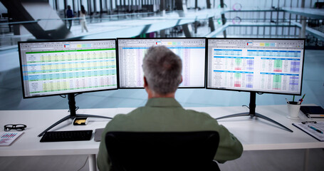 Analyst Working With Spreadsheet Business Data