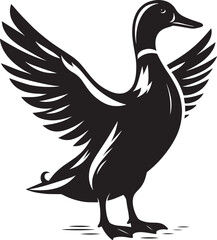 Duck Silhouette isolated on white background Minimalist duck vector illustration