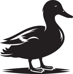 Duck Silhouette isolated on white background Minimalist duck vector illustration