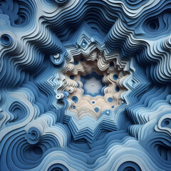 Seamless Loop of 3D Blue Papercut Design