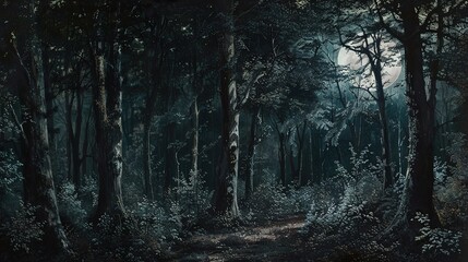 Fototapeta premium Dark forest wallpaper