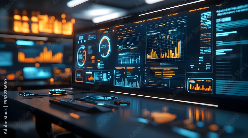 Aufkleber futuristic technology interface with data analytics