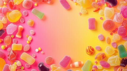 Bright Candy Corn Soaring Through Colorful Halloween Confetti