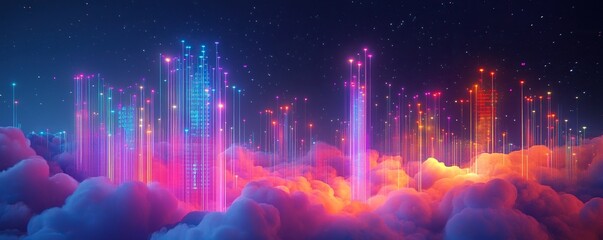 Neon Lights Erupting Through a Sea of Clouds