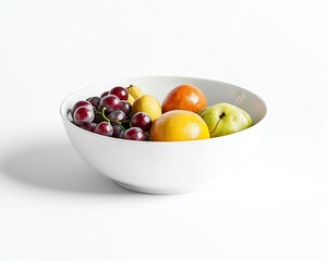 White ceramic bowl filled with fresh fruit