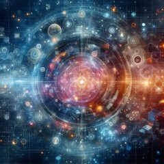 Obraz premium Digital backdround ideal for technological operations, neural networks, AI, data transmission and encryption, digital archives, audio and visual representations, scientific research 