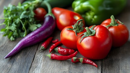 A close-up of vibrant organic vegetables on a natural wooden surface