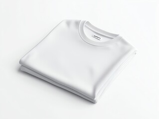 Folded white t-shirt on a white background.