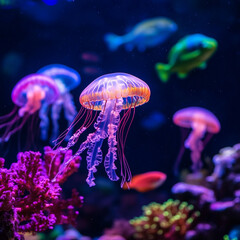 Obraz premium ่Growing Jellyfish in the ocean world water tank4