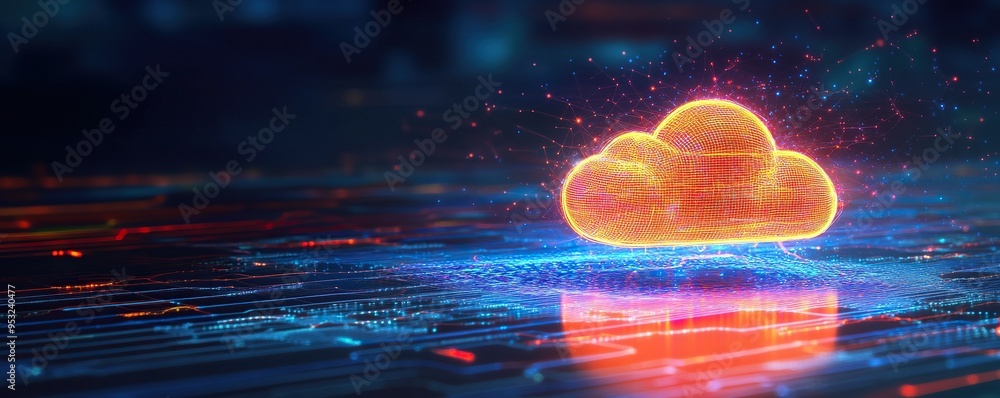 Aufkleber Abstract Cloud Computing Icon on Circuitry Background