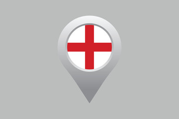 England flag with UK location sign, The flag of England, England national Flag Vector illustration, England crossed flags, Standard color
