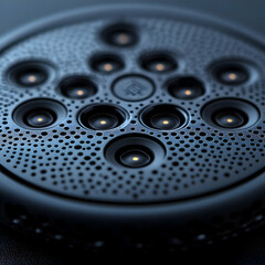 Black Circular Object With Multiple Small Lights - Realistic Image