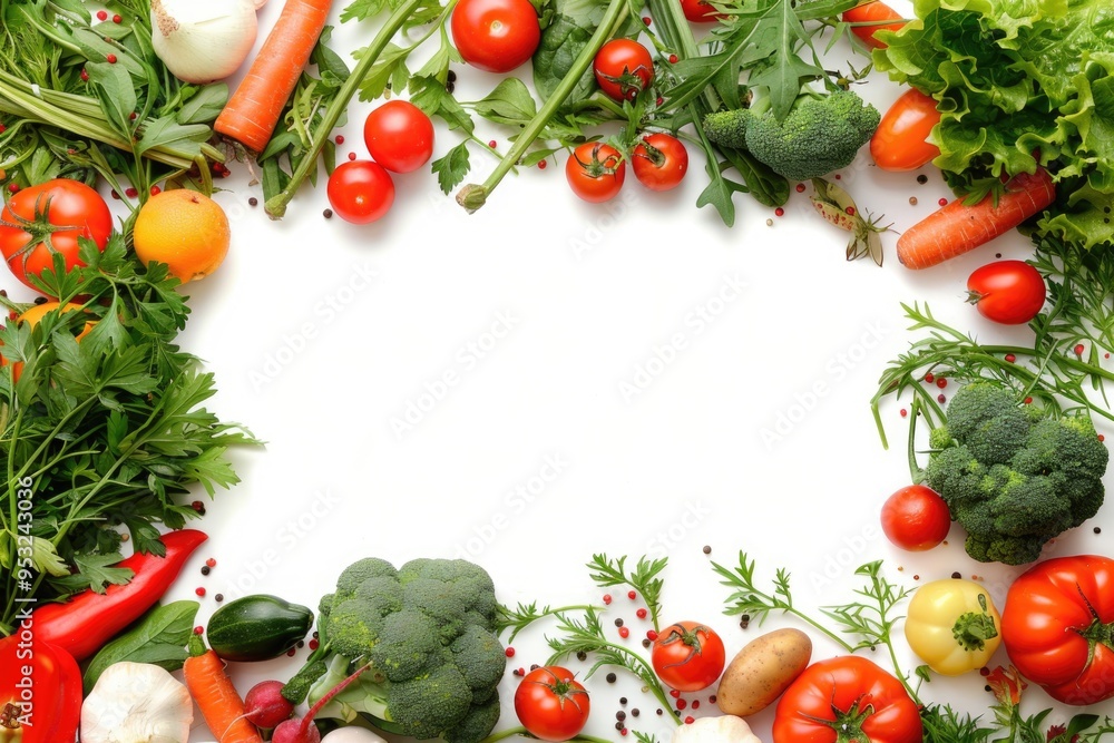 Poster a colorful arrangement of various vegetables in a circular pattern