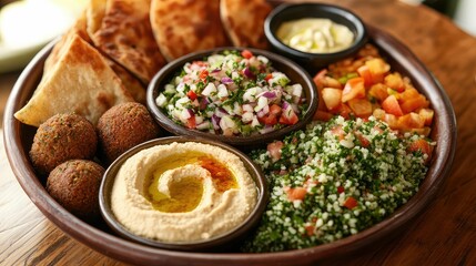 A bountiful Middle Eastern mezze platter