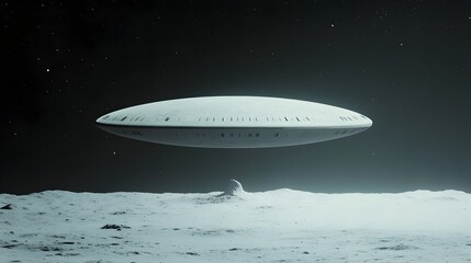 Obraz premium Cloaked Futuristic Spacecraft Hovering Above Lunar Surface in Mysterious Silence