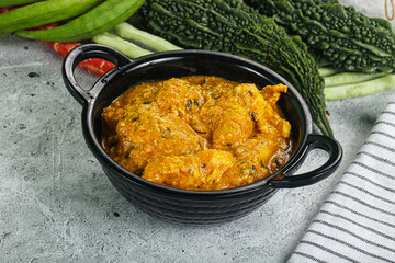 Spicy chicken masala in the bowl