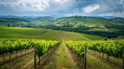 Fototapeta premium hills and vineyard wallpaper