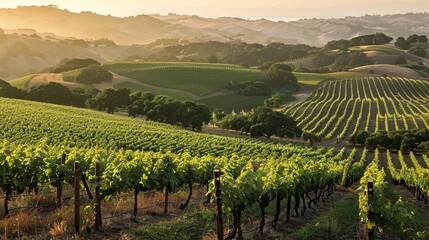 Naklejka premium hills and vineyard wallpaper