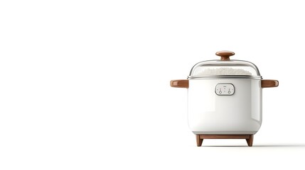 Cross section View of Rice Cooker Revealing Interior Components on White Background
