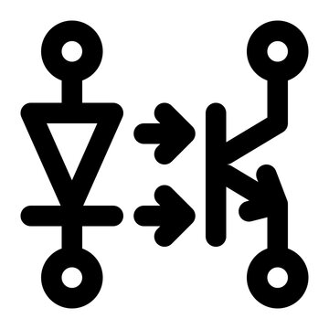 optocoupler, opto, isolator, electrical, electronic outline icon
