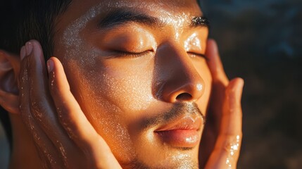 Embracing Melanin: South Asian Man Applying Brightening Serum, Diverse and Inclusive Skincare Routine Concept