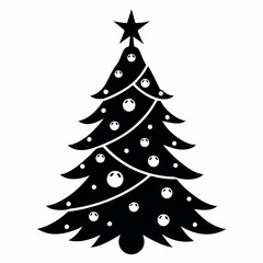 Obraz premium Christmas tree with ornaments vector illustration. 