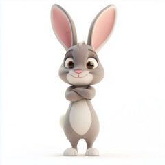 Adorable 3D Cartoon Rabbit, With Charming Expressions and Soft Fur, Perfect for Children's Stories, Animations, and Creative Designs.
