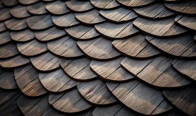 Close-up View of Wooden Shingles on a Roof