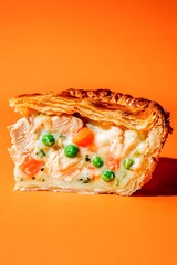 Chicken Pot Pie Slice with Flaky Crust and Vegetables