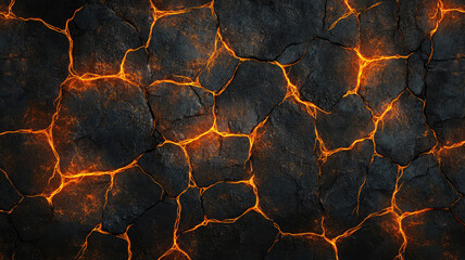 mysterious halloween stone wall with glowing orange and black textures and golden veins abstract background, highly detailed image