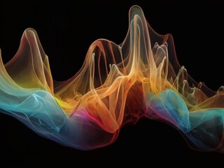 Obraz premium Abstract colorful smoke forming wavy shapes on black background