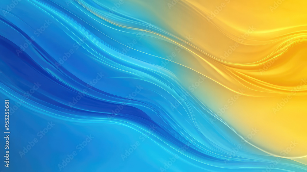 Wall mural vibrant abstract gradient background with smooth transitions from blue to yellow, detailed and reali