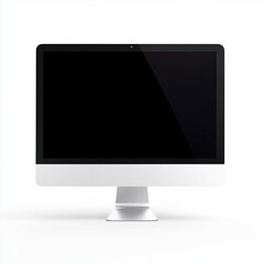 Modern desktop computer showing blank screen on white background