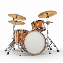 Professional drum set standing on white background