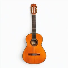 Obraz premium Acoustic guitar lying against white background