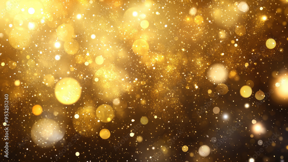 Wall mural abstract gold background with blurred bokeh lights magical and luxurious atmosphere ideal for glamor