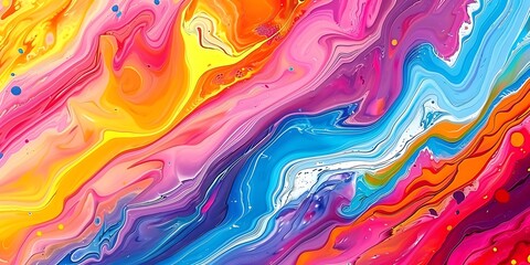 Fototapeta premium Abstract marbled acrylic paint ink painted waves painting texture colorful background banner - Bold colors, 