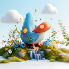 3D Cartoon Ecology Metaphor