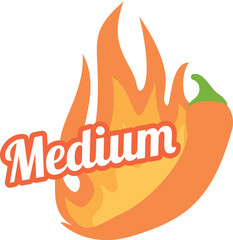 Medium spice food label. Hot meal level