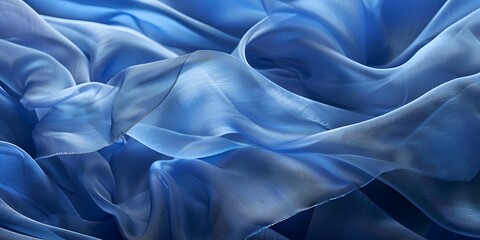 Fototapeta premium Enhance Your Designs with the Timeless Charm of Blue Satin Fabric, as It Drapes and Cascades in Delicate Waves, Infusing Your Artwork with