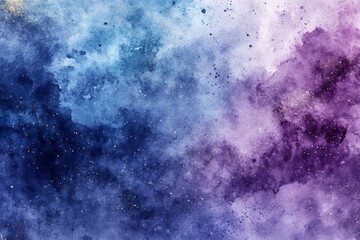 Obraz premium Abstract Cosmic Watercolor Background with Galaxy-Inspired Blue and Purple Tones