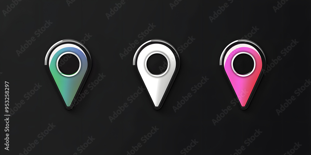 Aufkleber map pointer thin line vector icon set.