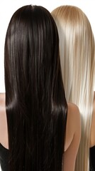 Naklejka premium Two women with long hair, one black and one blonde