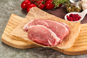 Raw pork steak for cooking